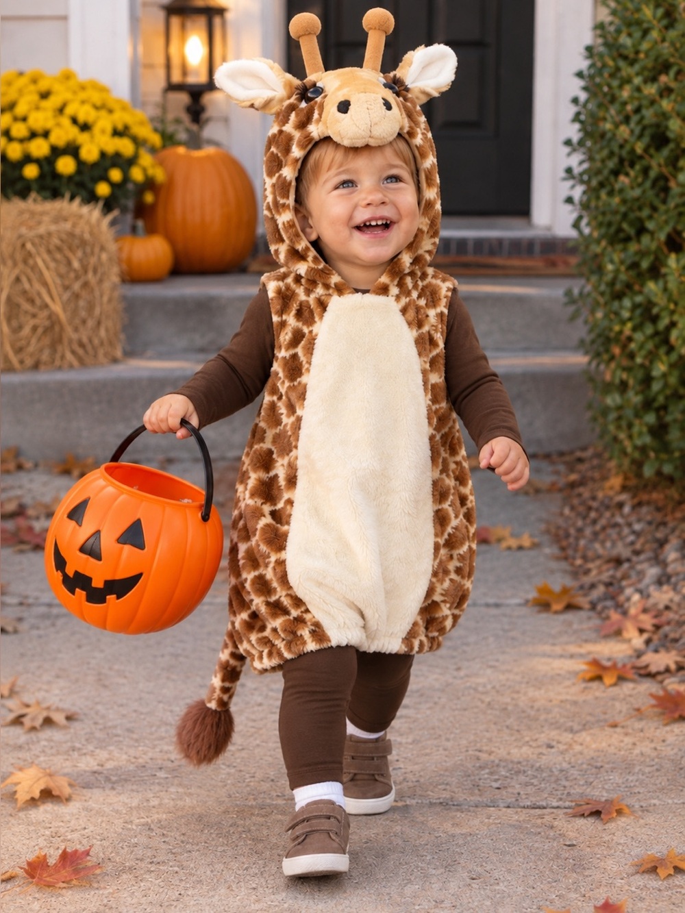 Celebration Halloween VTG Giraffe Costume Sz 12- 24M Sleeveless w Hood and Tail